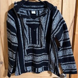 Artesanias Baja Hoodie Black and White Striped